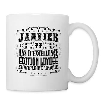 Vintage Janvier 77 ans. anniversaire janvier. - Mug blanc - blanc - Droite