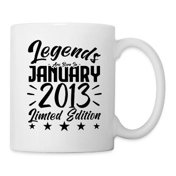 Geboren im Januar 2013. Geburtstagsgeschenk. - Tasse - Weiß - Rechts