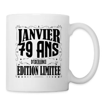 Janvier 79 ans. Cadeau 79 ans janvier anniversaire - Mug blanc - blanc - Droite