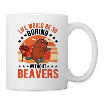 Biber Geschenk Biberdamm - Tasse - Weiß - Rechts