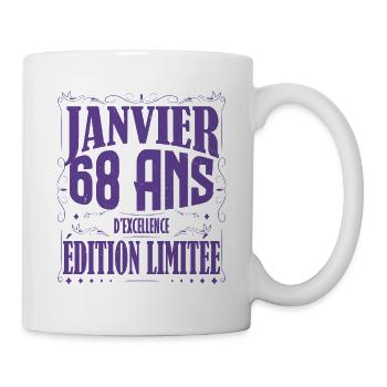 Janvier 68 ans. Cadeau 68 ans janvier anniversaire - Mug blanc - blanc - Droite