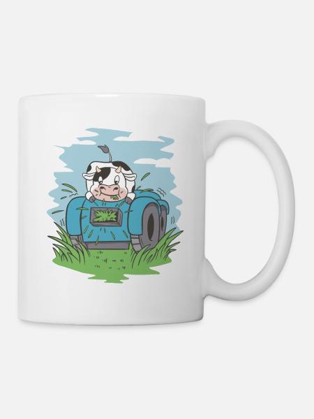 Kuh frisst Gras Traktor Kuh frisst Gras Traktor In - Tasse - Weiß
