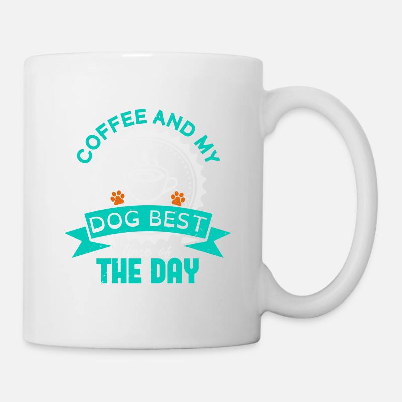 LE CAFÉ ET MON CHIEN MEILLEUR MOMENT DE LA JOURNÉE - Mug blanc - blanc