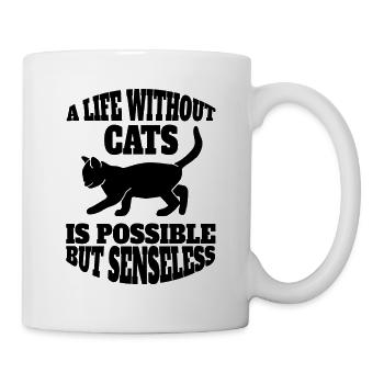 Katze Haustier Katzenhaar Hauskatze Kätzchen Kater - Tasse - Weiß - Rechts