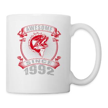 Awesome since 1992. Angel, Angler's birthday - Mug - white - Right