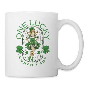 Irish Shamrock St Paddy's Day One Lucky Lunch Lady - Tasse - Weiß - Rechts