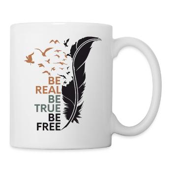 Motivation Slogan Design Graphique « Soyez réel et libre » - Mug blanc - blanc - Droite