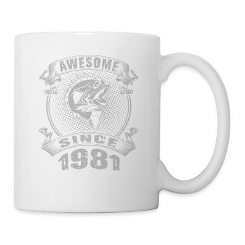 Awesome since 1981. Angel, Angler Geburtstag - Tasse - Weiß - Rechts