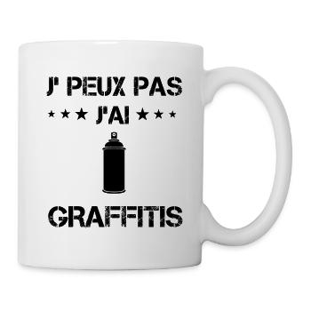 j'peux pas j'ai graffitis cadeau gribouillis - Mug blanc - blanc - Droite