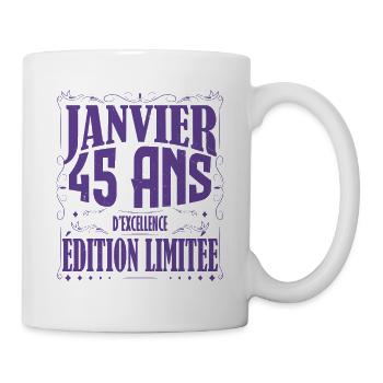 Janvier 45 ans. Cadeau 45 ans janvier anniversaire - Mug blanc - blanc - Droite