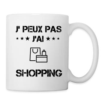j'peux pas j'ai shopping cadeau achateuse - Mug blanc - blanc - Droite