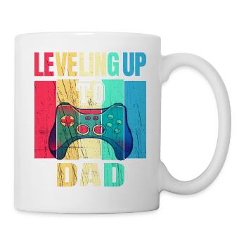 leveling up to dad pregnancy announce - Mug - white - Right
