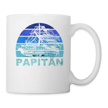 Papitän Vater Papa Kapitän Retro Anker Vatertag - Tasse - Weiß - Rechts