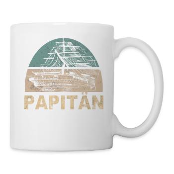 Papitän Vater Papa Kapitän Retro Anker Vatertag - Tasse - Weiß - Rechts