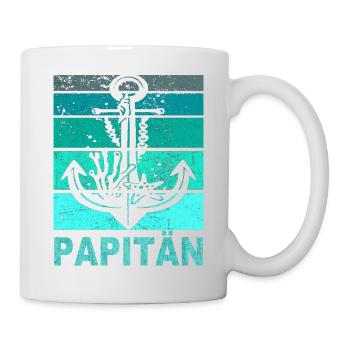 Papitän Vater Papa Kapitän Retro Anker Vatertag - Tasse - Weiß - Rechts
