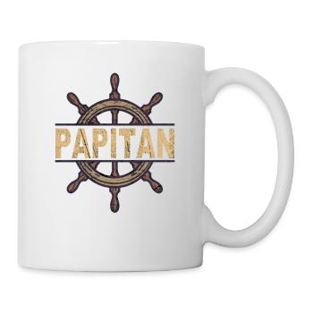 Papitän Vater Papa Kapitän Retro Anker Vatertag - Tasse - Weiß - Rechts