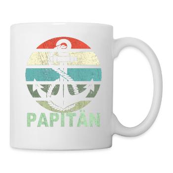 Papitän Vater Papa Kapitän Retro Anker Vatertag - Tasse - Weiß - Rechts