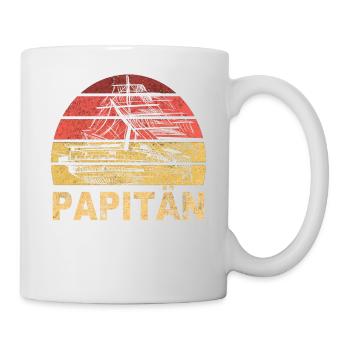 Papitän Vater Papa Kapitän Retro Anker Vatertag - Tasse - Weiß - Rechts