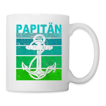 Papitän Vater Papa Kapitän Retro Anker Vatertag - Tasse - Weiß - Rechts