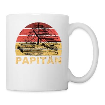 Papitän Vater Papa Kapitän Retro Anker Vatertag - Tasse - Weiß - Rechts