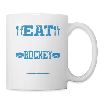 Eat Sleep Hockey Wiederholen Sie lustigen Retro-Jahrgang - Tasse - Weiß - Rechts