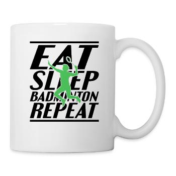 Essen Schlafen Badminton - Tasse - Weiß - Rechts