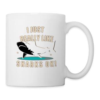 Ich liebe Haie - Tasse - Weiß - Rechts