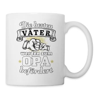Die besten Väter werden zum Opa befördertTshirt - Tasse - Weiß - Rechts