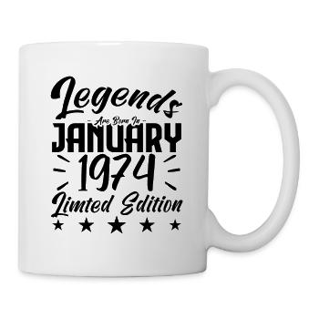 Geboren im Januar 1974. Geburtstagsgeschenk. - Tasse - Weiß - Rechts