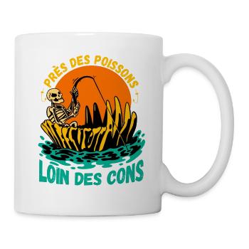 Près des Poissons Loin des Cons cadeau pêcheur - Mug blanc - blanc - Droite