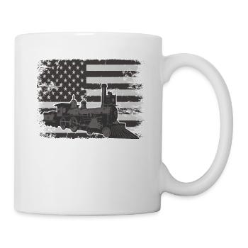 Train and USA flag I'm still playing with train - Mug - white - Right