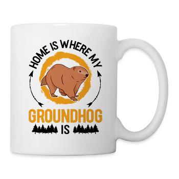 Murmeltier Zuhause Groundhog Day Marmot - Tasse - Weiß - Rechts