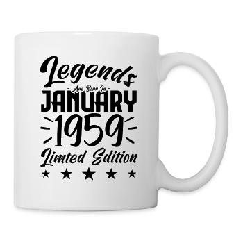 Geboren im Januar 1959. Geburtstagsgeschenk. - Tasse - Weiß - Rechts