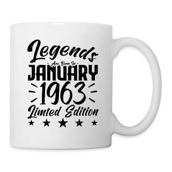 Geboren im Januar 1963. Geburtstagsgeschenk. - Tasse - Weiß - Rechts