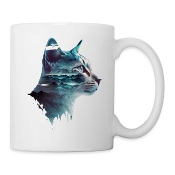Katzen Motiv Kunst Cat Design Hauskatze Miau Katze - Tasse - Weiß - Rechts