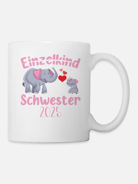 Einzelkind Große Schwester 2025 - Tasse - Weiß