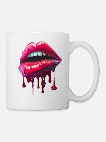 tropfende Lippen - Tasse - Weiß