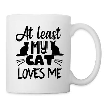 Au moins mon chat m’aime - Drôle de chat disant - Mug blanc - blanc - Droite