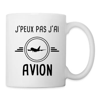 j'peux pas j'ai avion - Mug blanc - blanc - Droite