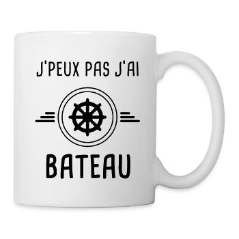 j'peux pas j'ai bateau gouvernail - Mug blanc - blanc - Droite