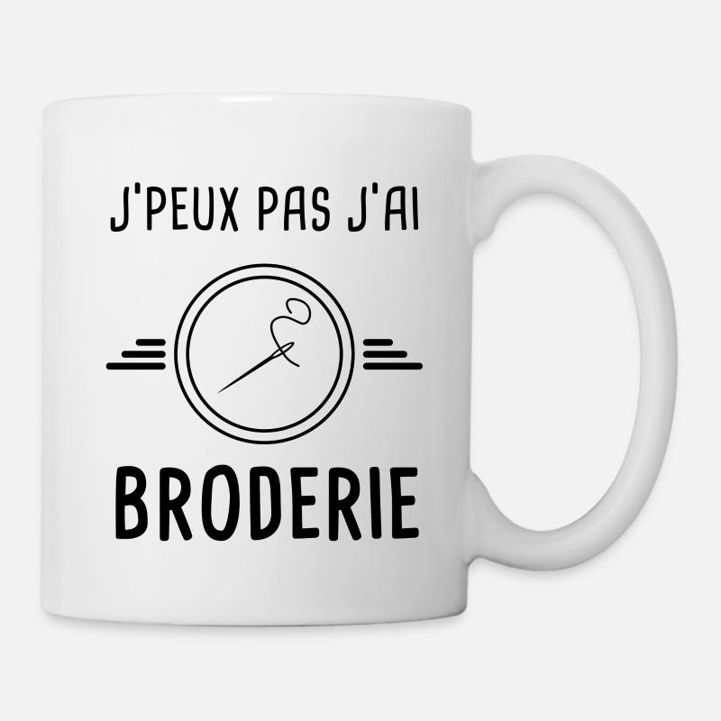j'peux pas j'ai broderie - Mug blanc - blanc