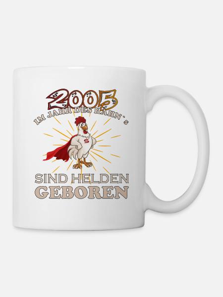 im Jahr des Hahns geboren 18. Geburtstag 2005 Held - Tasse - Weiß