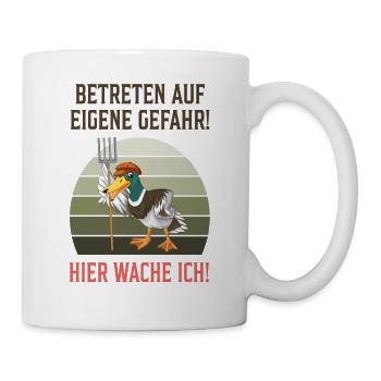 Betreten auf eigene Gefahr! Ente Mistgabel - Tasse - Weiß - Rechts