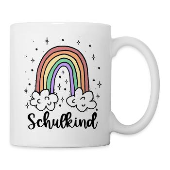 Schulkind Regenbogen Mädchen Junge Einschulung - Tasse - Weiß - Rechts