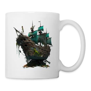 Moin! Wie wäre es mit Segeln mit antikem Segelboot - Tasse - Weiß - Rechts