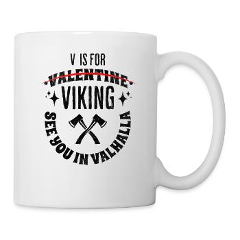 Valentins Tag Wikinger Nordmann Geschenk - Tasse - Weiß - Rechts