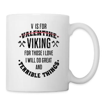 Valentins Tag Wikinger Nordmann Geschenk - Tasse - Weiß - Rechts