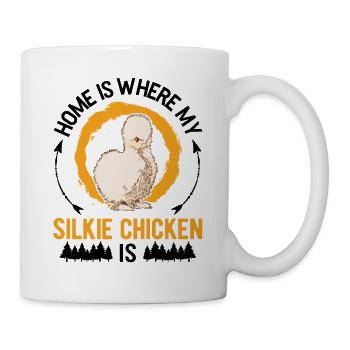 La maison est l’endroit où se trouve mon poulet en soie - Mug blanc - blanc - Droite