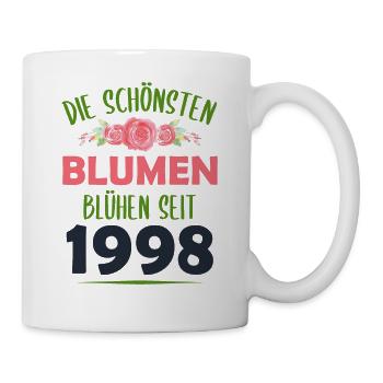Jahrgang 1998 Blumen Spruch Geburtstag Geschenk - Tasse - Weiß - Rechts