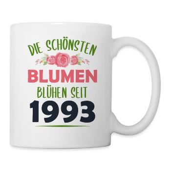 Jahrgang 1993 Blumen Spruch Geburtstag Geschenk - Tasse - Weiß - Rechts